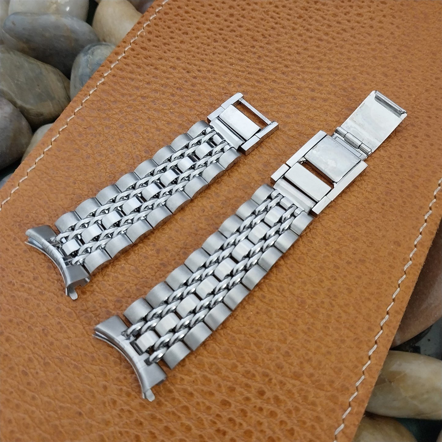 Vintage 19mm Stainless Steel Beads of Rice Unused Classic 1960s-1970s Watch Band