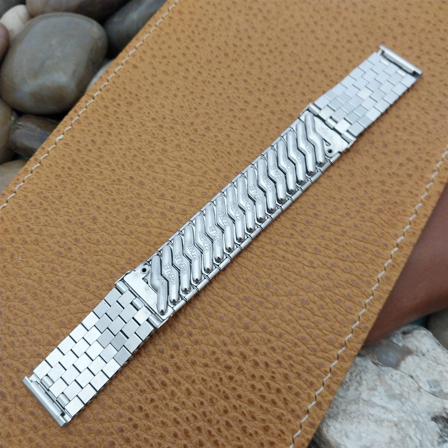 Vintage 5/8" Kreisler 10k White Gold-Fill Brick Link Classic 1950s Watch Band