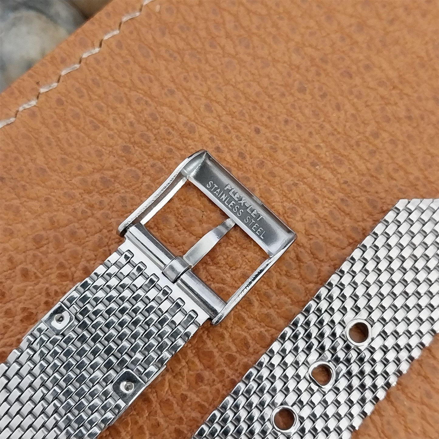 18mm 19mm 16mm 1950s Flex-Let Stainless Steel Mesh Unused Vintage Watch Band