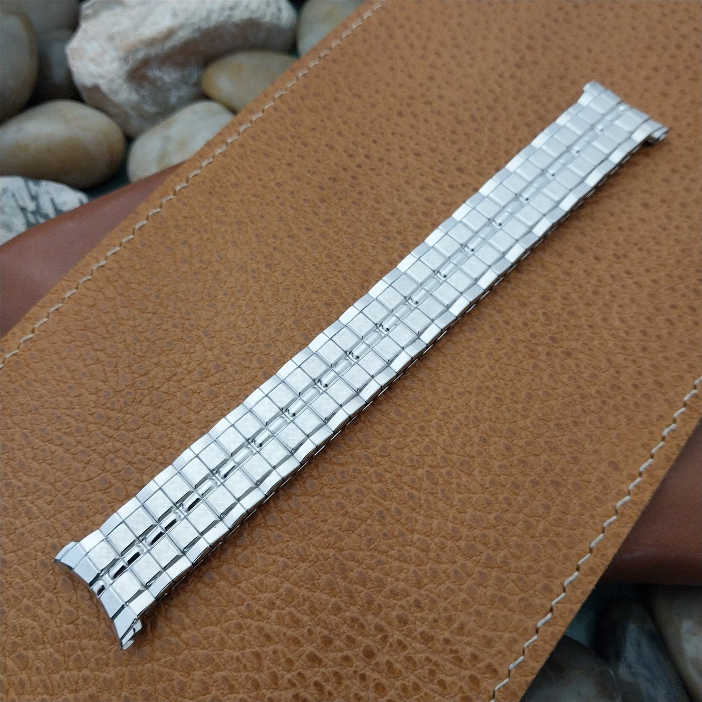 19mm 18mm Speidel Gladiator 10k White Gold Filled Unused nos Vintage Watch Band