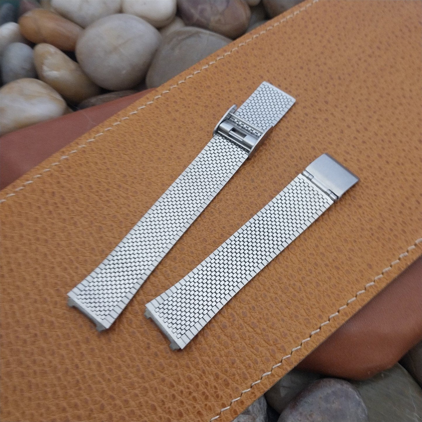 Vintage 2-Piece Stainless Steel 16mm Flared nos Unused Classic Watch Band