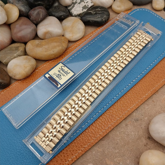 Wide Gold-Tone 22mm 20mm 19mm Speidel Long Unused 1980s Vintage Watch Band