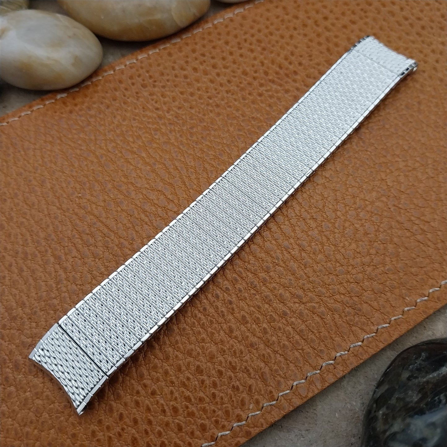 17.2mm White Gold-Filled Speidel Thinline Short nos Unused Vintage Watch Band
