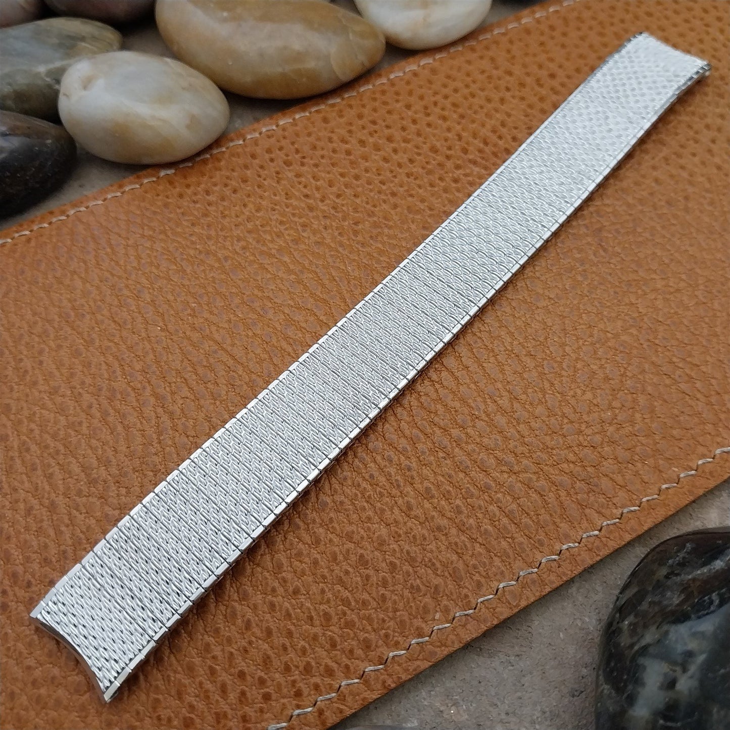 17.2mm 10K White Gold-Filled Speidel Thinline Long Unused nos Vintage Watch Band