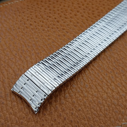 10K White Gold-Filled Classic Speidel Thinline Long 17.2mm Vintage Watch Band
