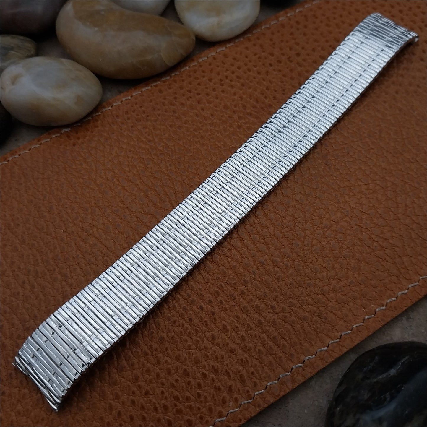 10K White Gold-Filled Classic Speidel Thinline Long 17.2mm Vintage Watch Band