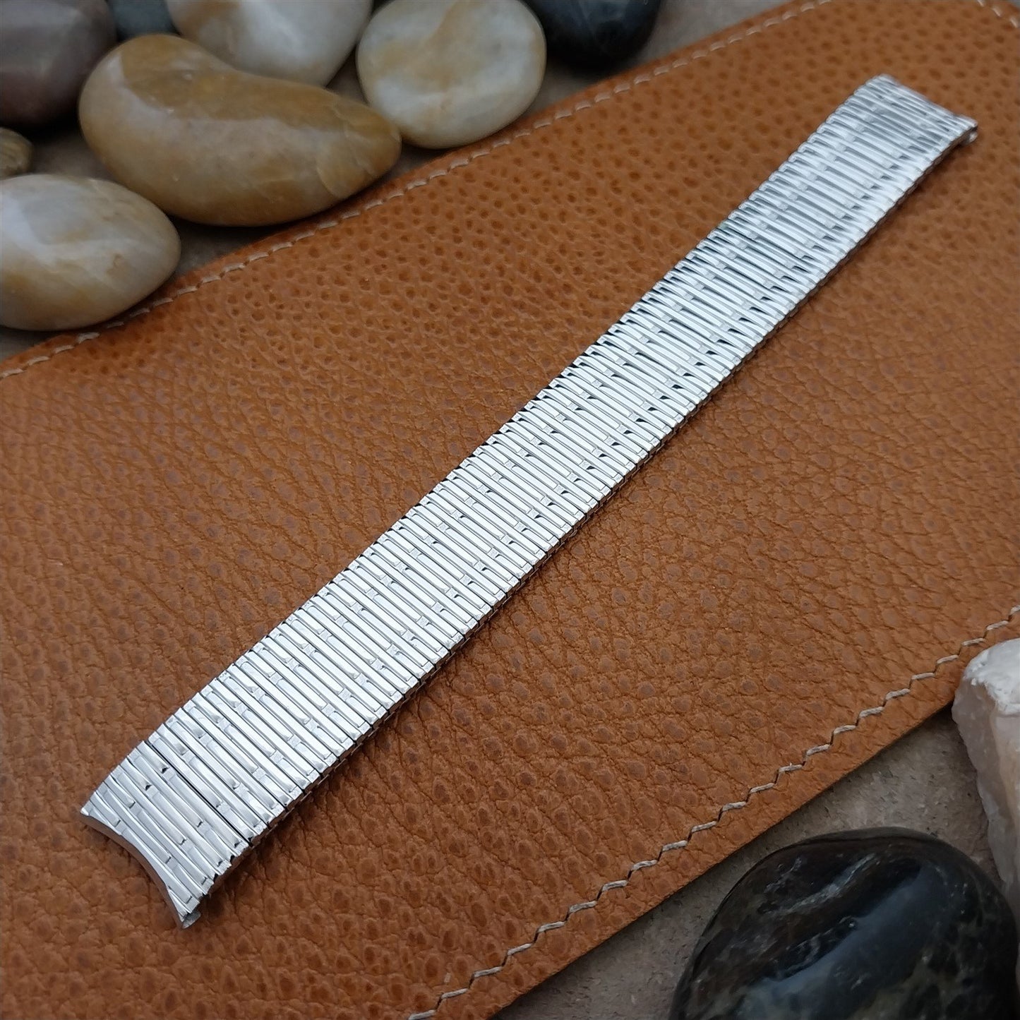 Classic 10K White Gold-Filled Speidel Thinline 17.2mm Unused Vintage Watch Band