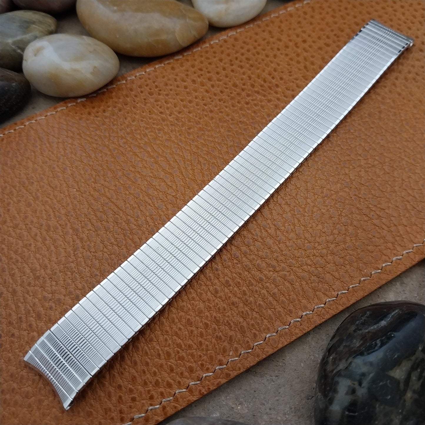 10K White Gold-Filled Speidel Thinline 1301 Long 17.2mm Vintage Watch Band