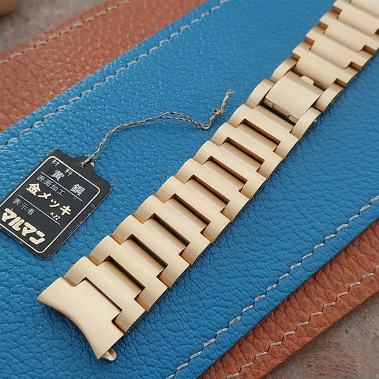 19mm Maruman 22k Gold-Plate Heavy Solid-Link Unused nos 1970s Vintage Watch Band