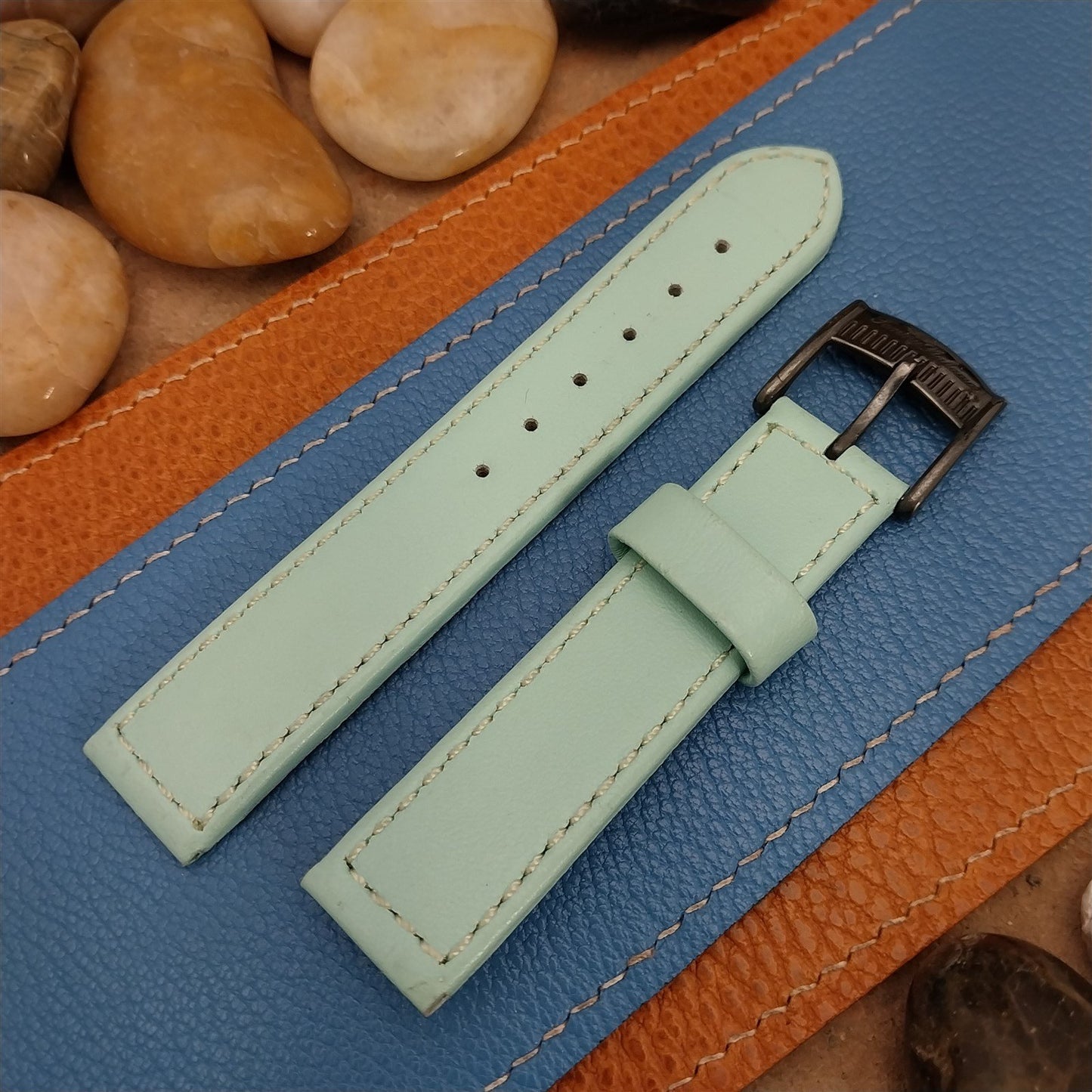 18mm Tommy Bahama Unused Sterling Silver Buckle & Leather Watch Band