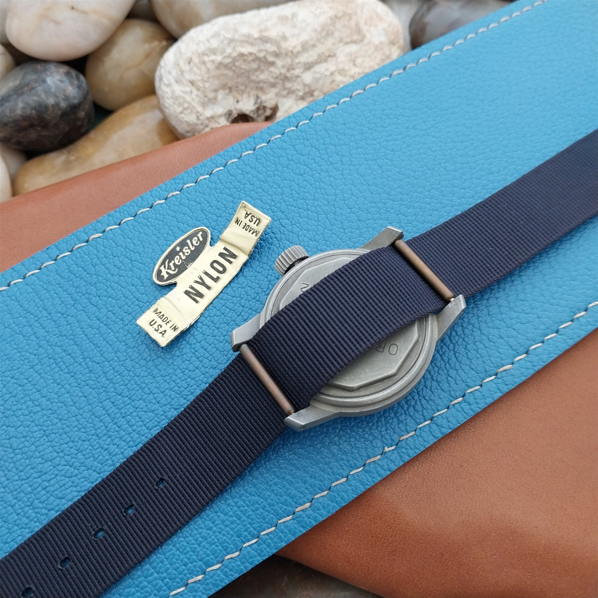Kreisler 16mm Deluxe Blue Nylon Classic Single Pass Vintage Watch Band