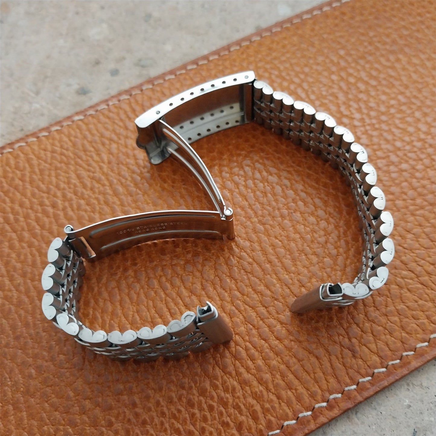 Vintage Stainless Steel Beads of Rice 18mm 19mm 20mm Unused Classic Watch Band