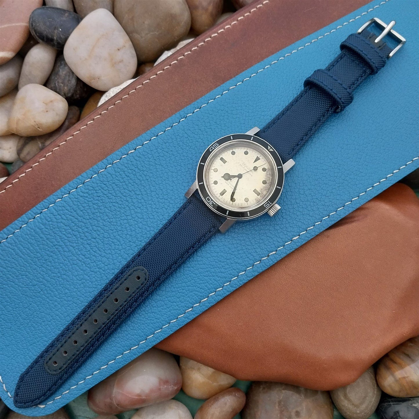 18mm Blue Sailcloth 2-Piece Tapered 18/16 Strap Roboband Unused Watch Strap