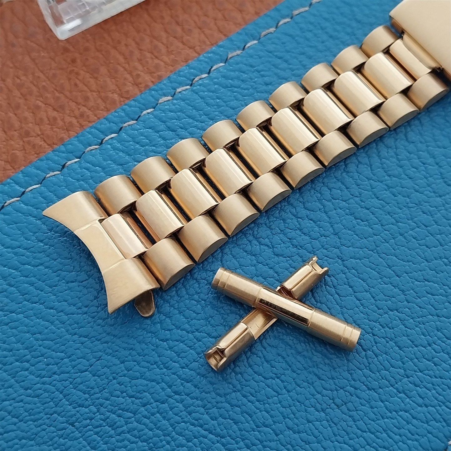 20mm Gold-Tone President Curved & Straight End Speidel Hirsch Unused Watch Band