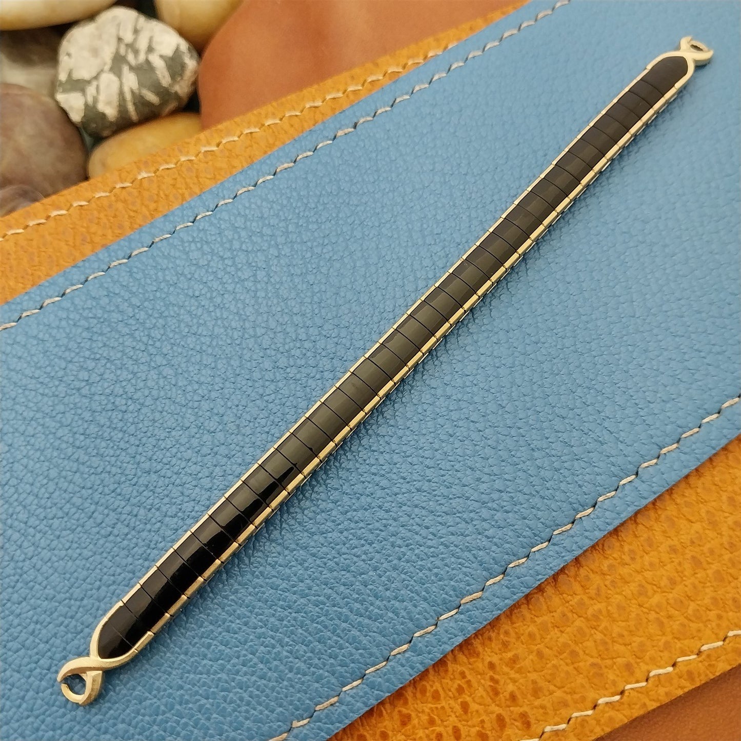 Yellow Gold-Filled Speidel Black Magic Unused 1960s Vintage Cocktail Watch Band