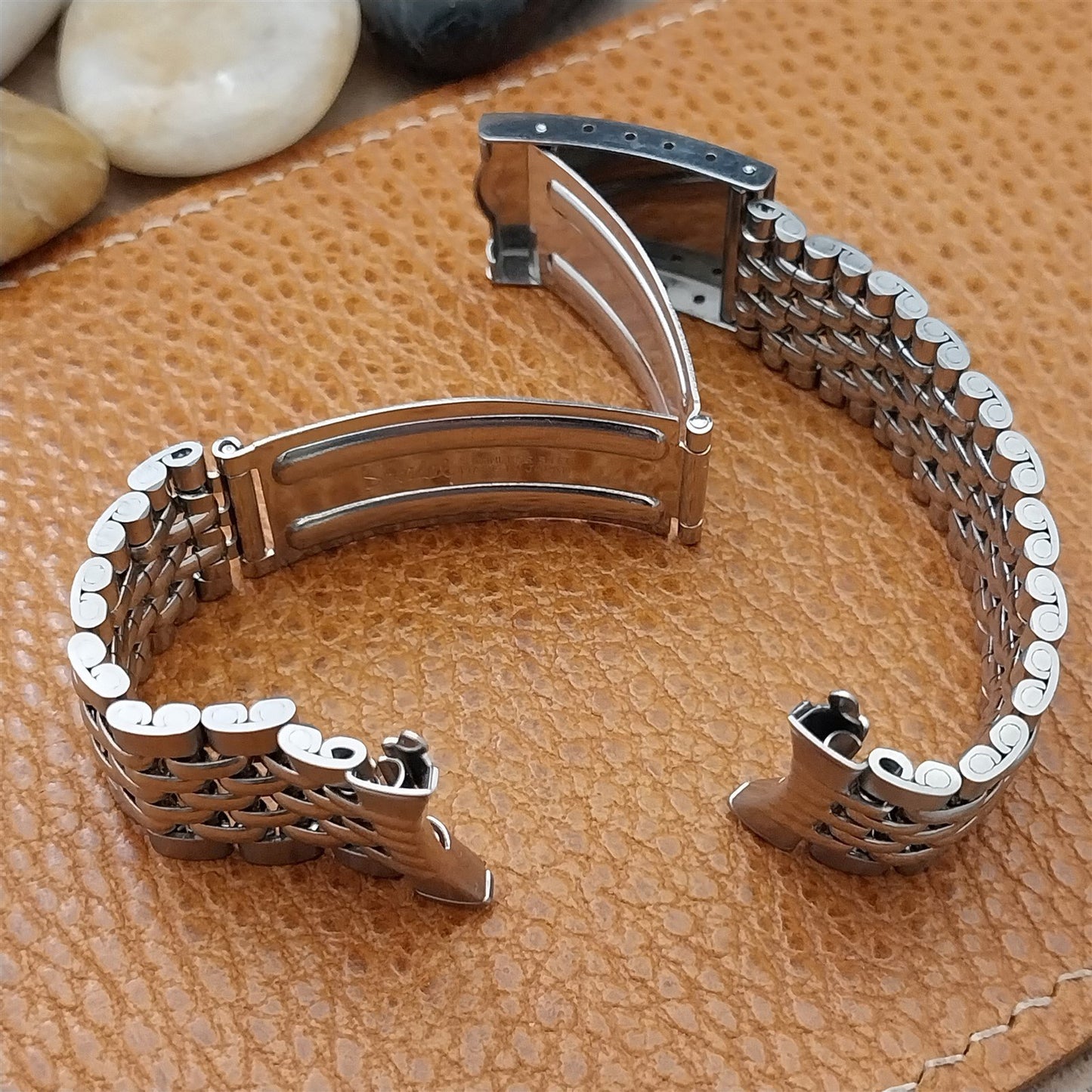 19mm 18mm Stainless Steel Rice Beads Classic Speidel 1960s Vintage Watch Band