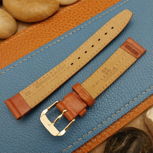 16mm Kreisler Tapered 16/14 Brown Ridged Leather Unused Vintage Watch Band