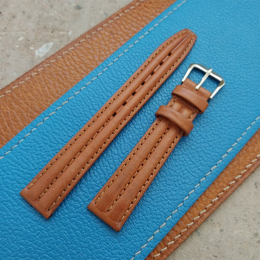 16mm Kreisler Tapered Brown Ridged Leather Unused Vintage Watch Band
