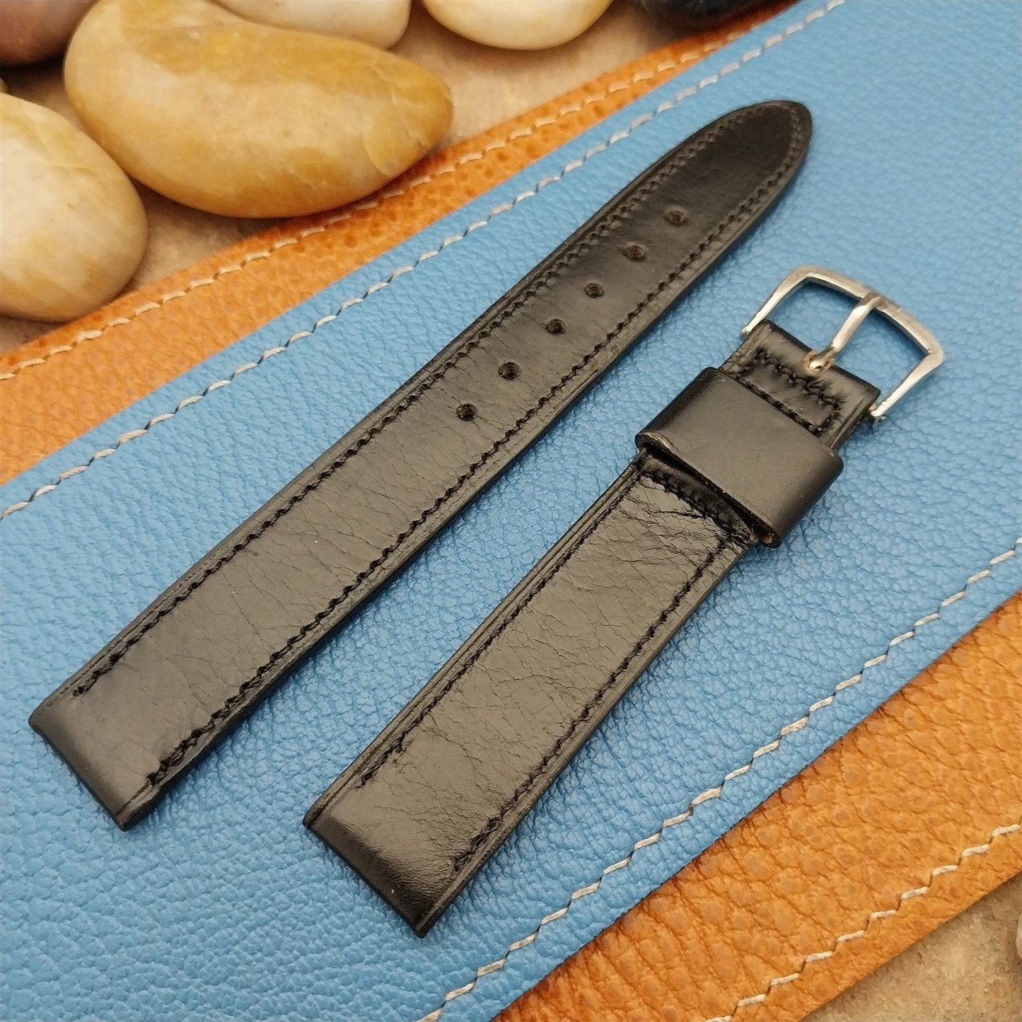 5/8" Kalbe USA Black Norwegian Calf Leather nos unused 1960s Vintage Watch Band