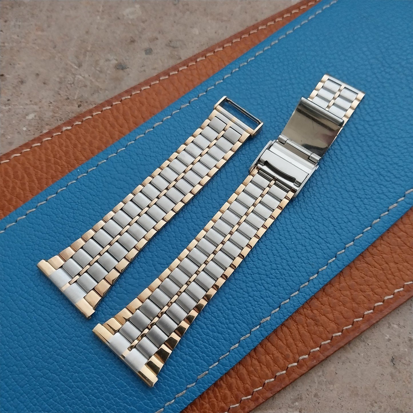 22mm Gold & Stainless Steel Unused Vintage Watch Band