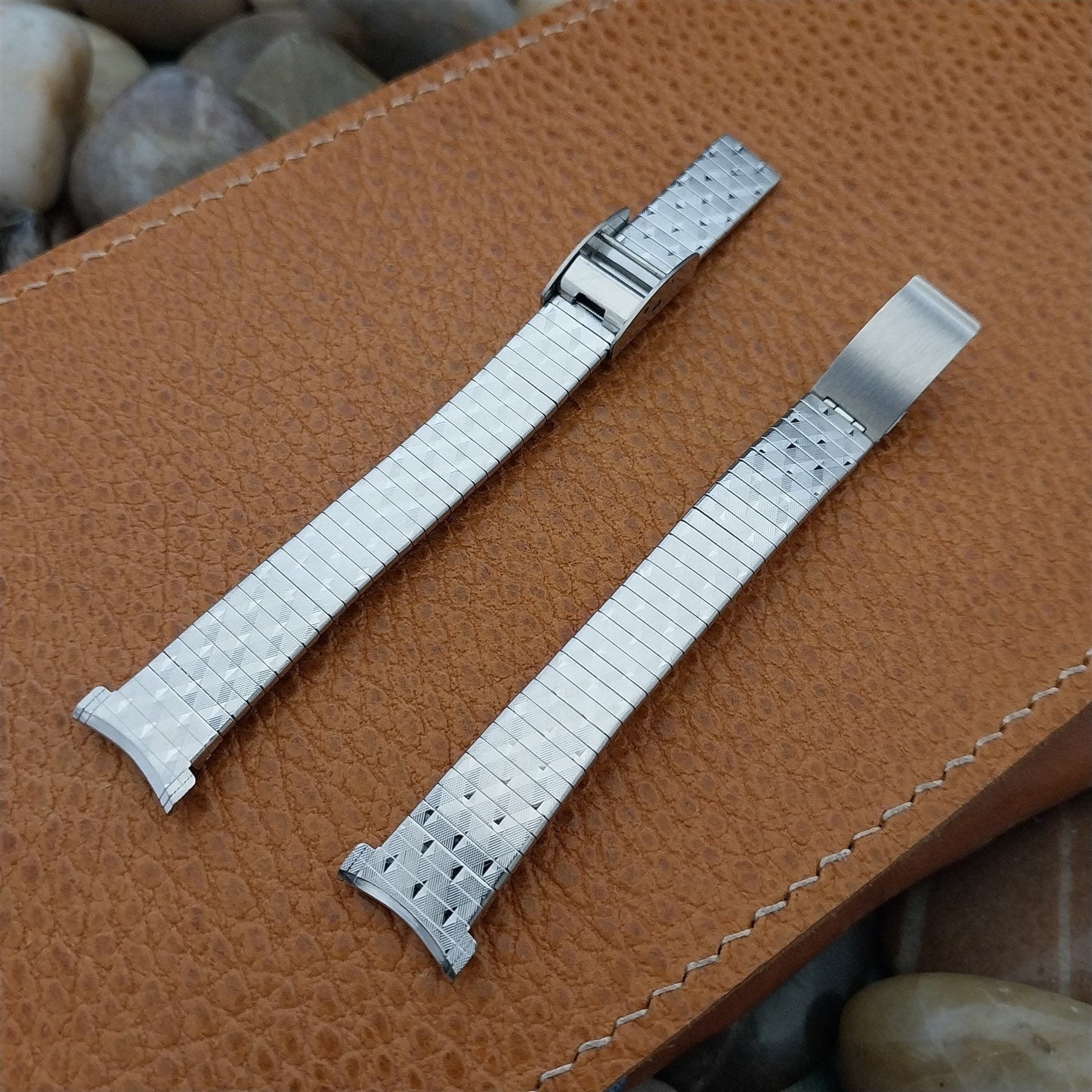 14mm 13mm Bulova Stainless Steel 2 piece Ladies Unused 1970s Vintage Watch Band