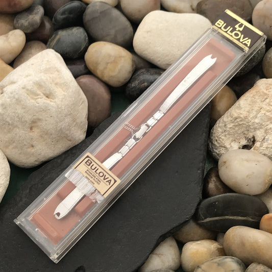 1970s Bulova Rhodium Plate Stainless Steel Unused Ladies Vintage Watch Band