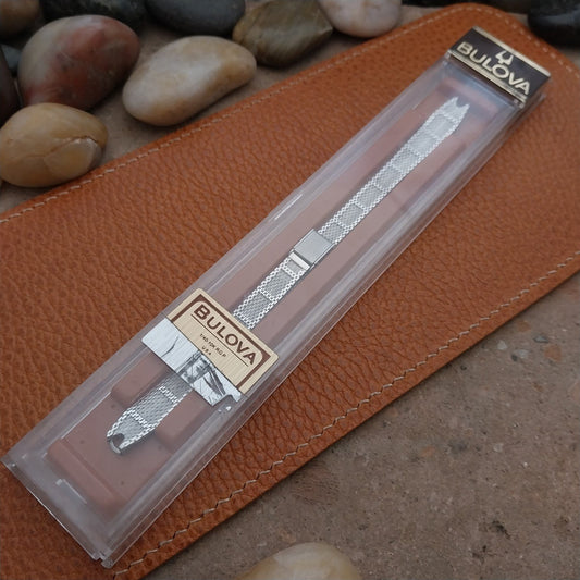 1970s Bulova White Gold rgp Mesh Unused Ladies Vintage Cocktail Watch Band