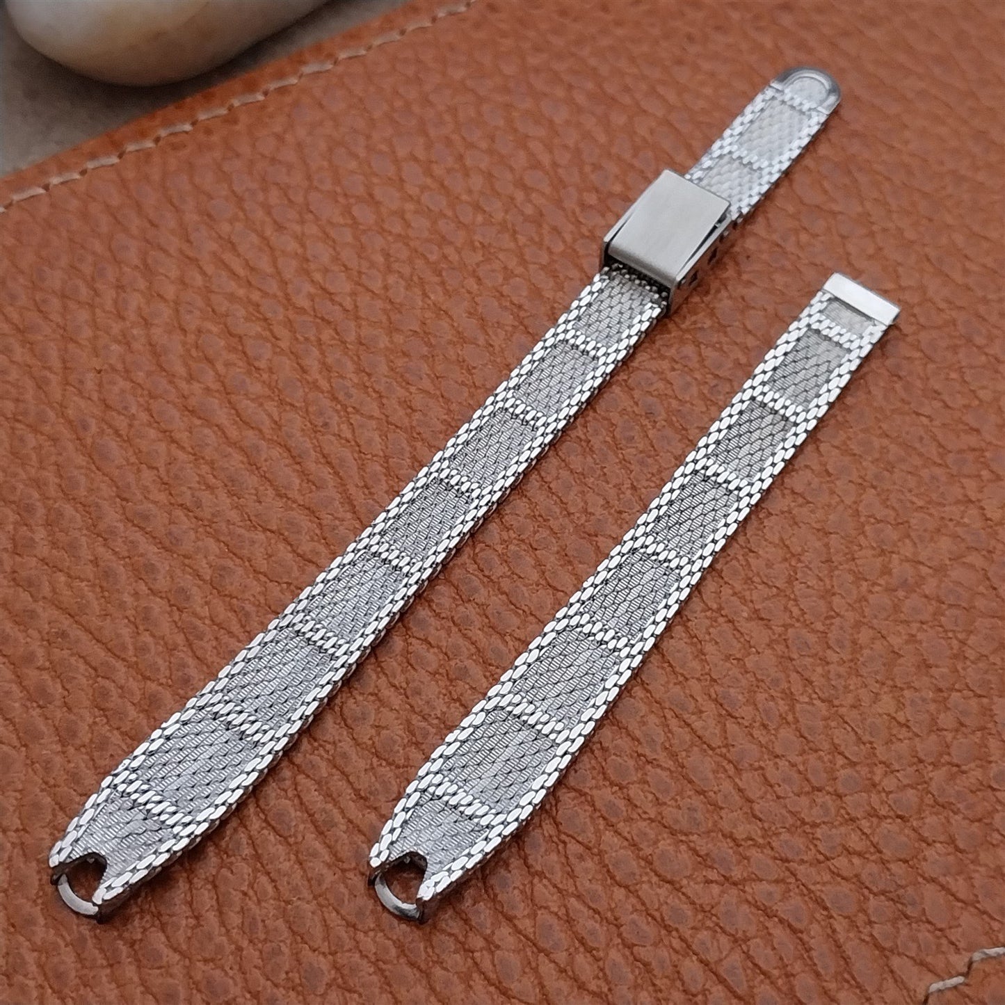 1970s Bulova White Gold rgp Mesh Unused Ladies Vintage Cocktail Watch Band