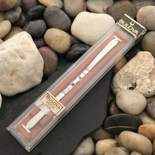 1/2" 1970s Bulova Rhodium Plate Stainless Steel Unused Ladies Vintage Watch Band