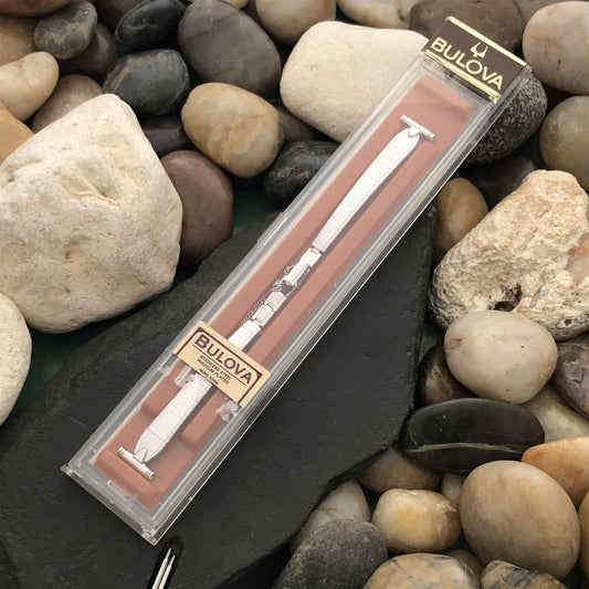 1/2" Bulova Rhodium Plate Stainless Steel Unused Ladies 1970s Vintage Watch Band