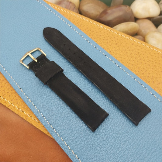 1960s 5/8" Mormac Single-Keeper Black Holland Suede Unused Vintage Watch Band