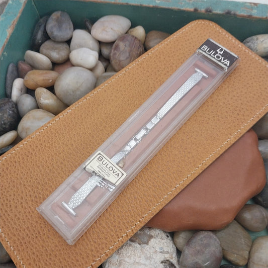 1/2" Bulova Rhodium Plate Stainless Steel Unused Ladies 1970s Vintage Watch Band