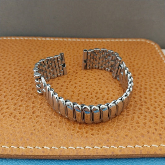 5/8" 16mm Stainless Steel Gemex Rice Beads Unused mcm 1950s Vintage Watch Band
