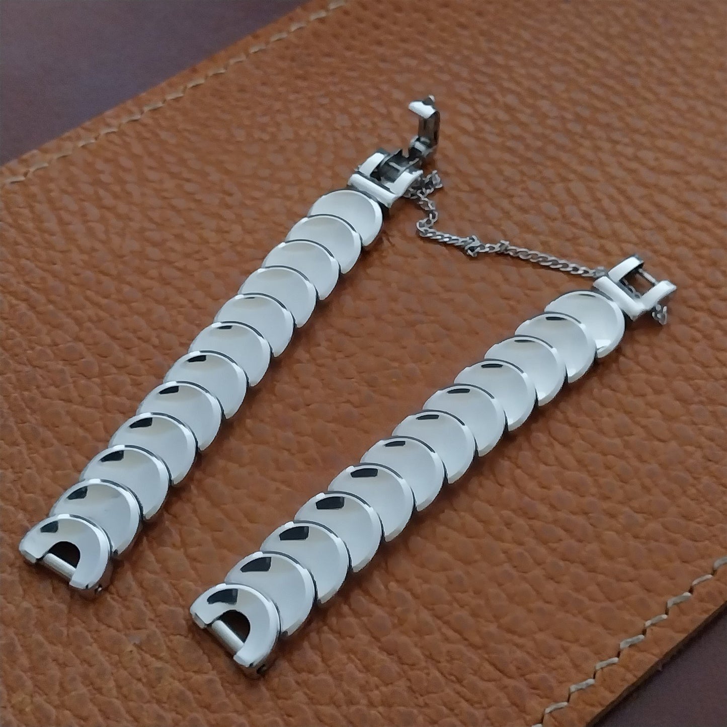 White Gold-Fill Kreisler Coin-Link Ladies 1950s Cocktail Watch Band
