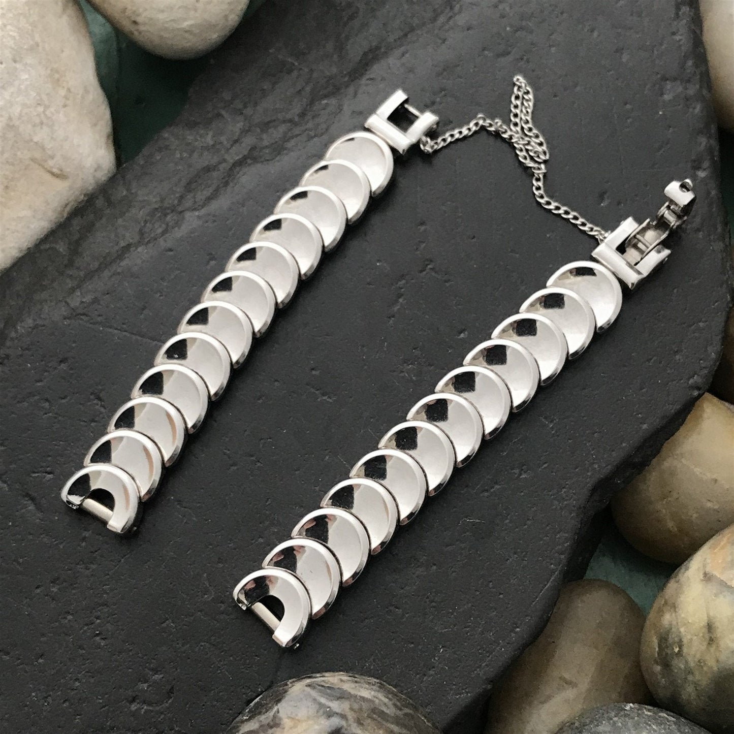 White Gold-Filled C-Ring Kreisler Coin-Link Ladies Unused 50s Vintage Watch Band