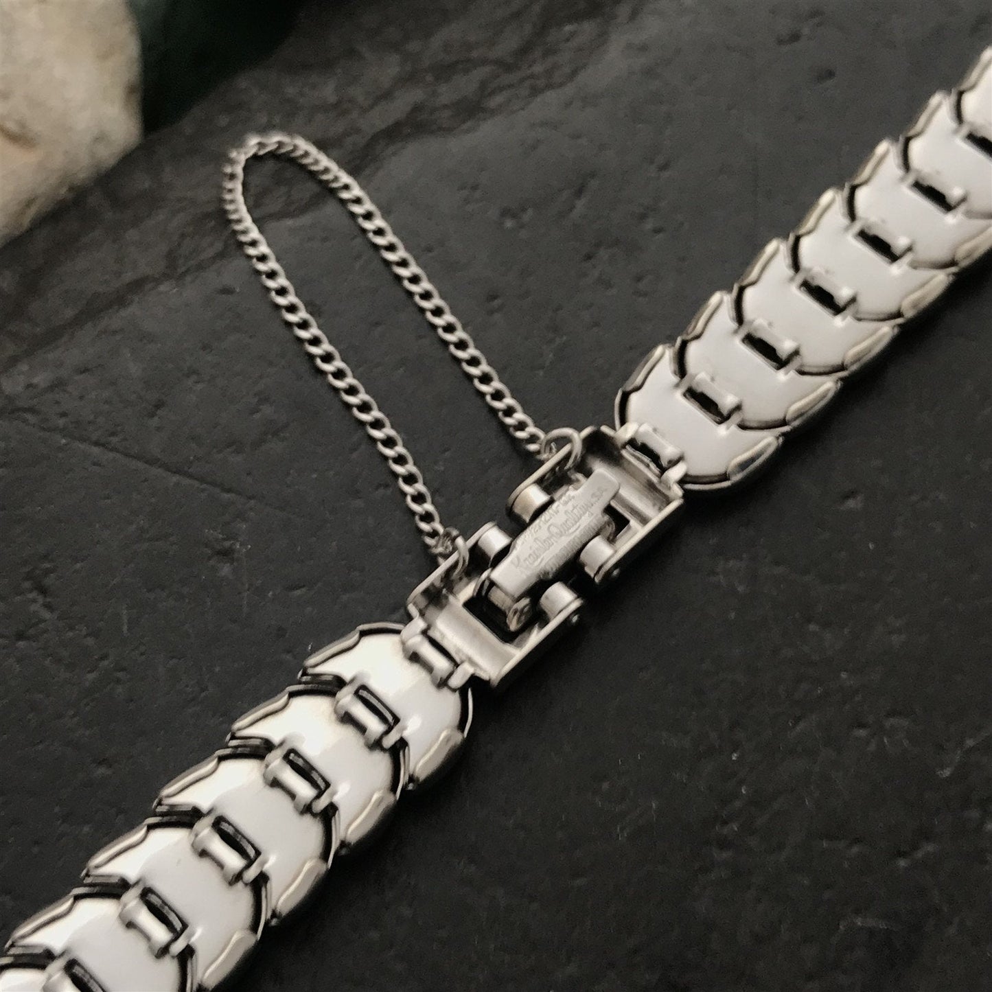 1/2" White Gold-Filled Kreisler Coin-Link Ladies Unused 1950s Vintage Watch Band