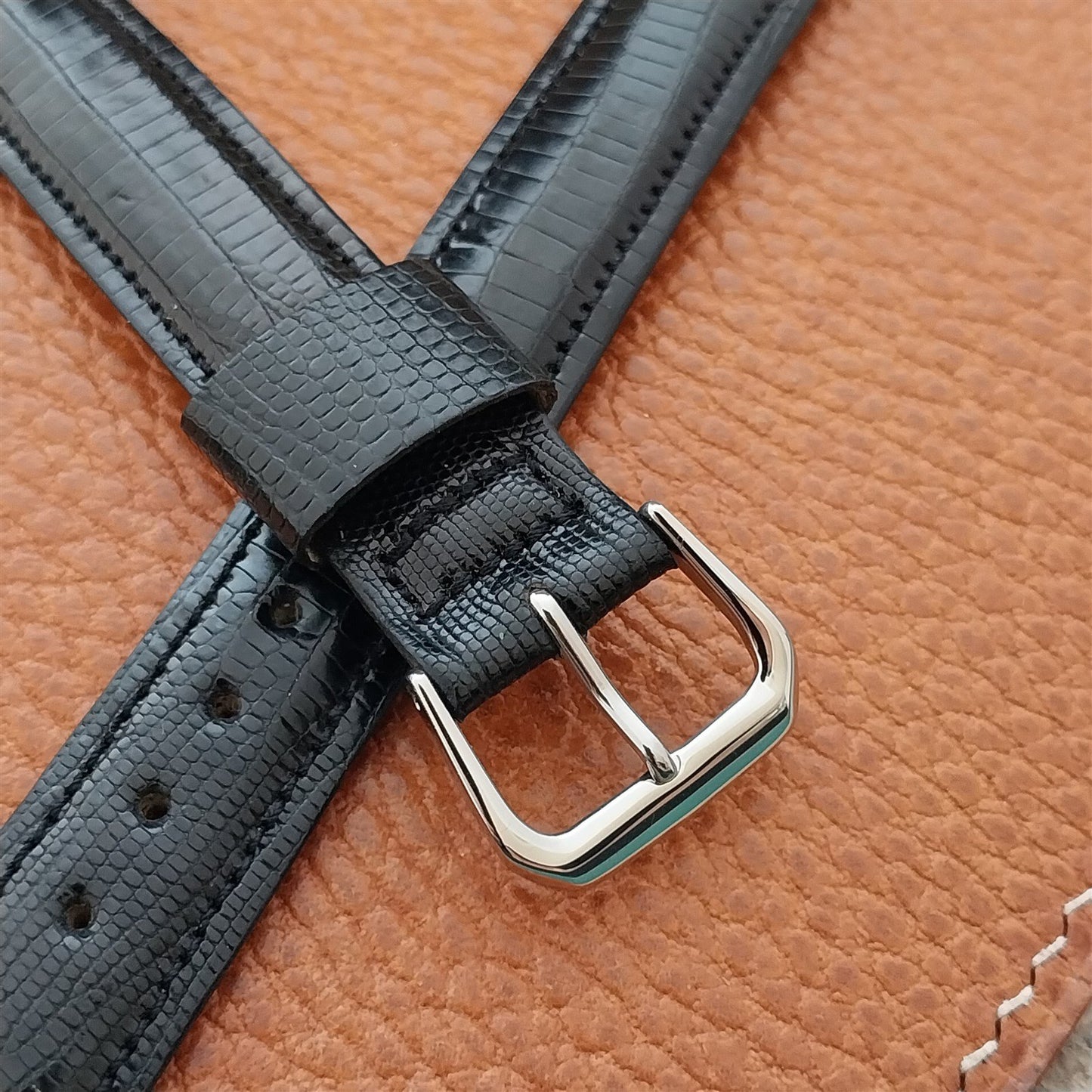5/8" Long Single-Keeper Black Lizard Mormac 1960s Unused Vintage Watch Band