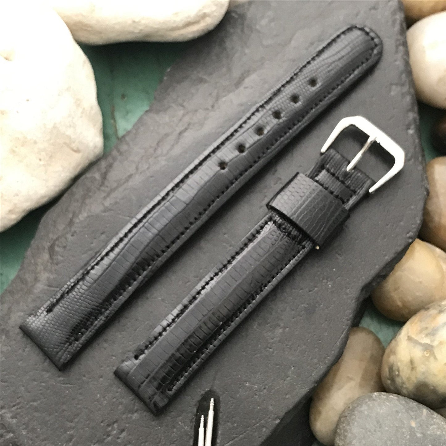 5/8" Long Single-Keeper Black Lizard Mormac 1960s Unused Vintage Watch Band