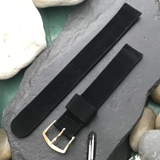 1960s 5/8" Long Single-Keeper Classic Black Suede Unused Vintage Watch Band