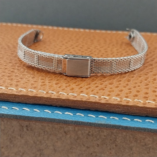 1970s Bulova White Gold rgp Mesh Unused Ladies Vintage Watch Band