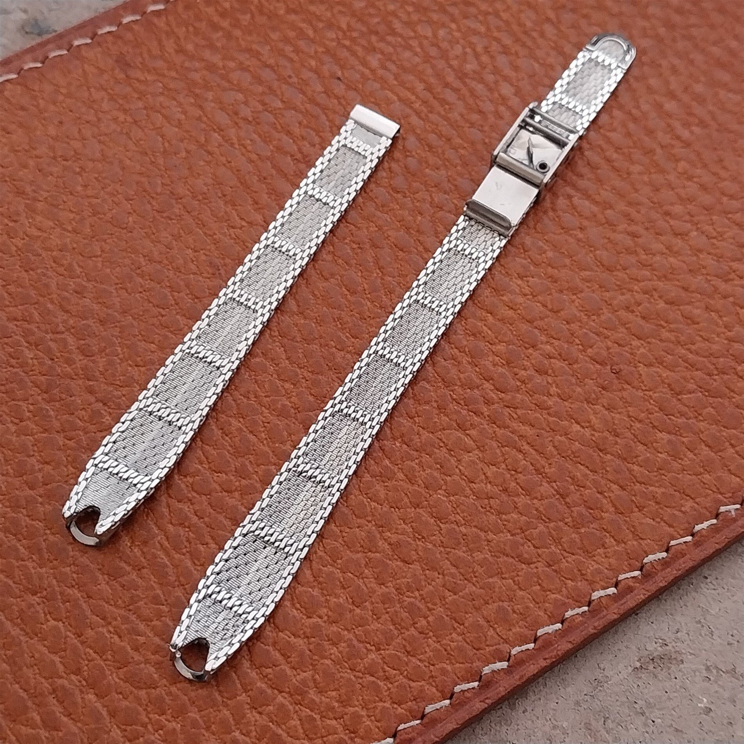 1970s Bulova White Gold rgp Mesh Unused Ladies Vintage Watch Band