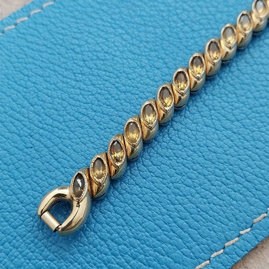 Gold-Filled & Yellow Glass Ladies Bretton 1940s Vintage Cocktail Watch Band