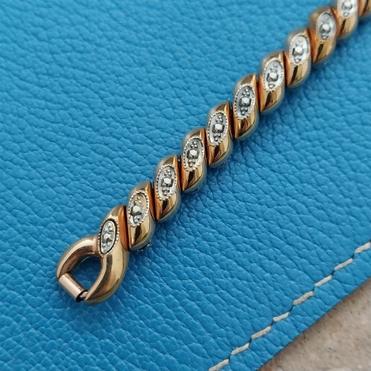 Bretton White & Yellow Gold-Filled Unused 1940s Cocktail Watch Band