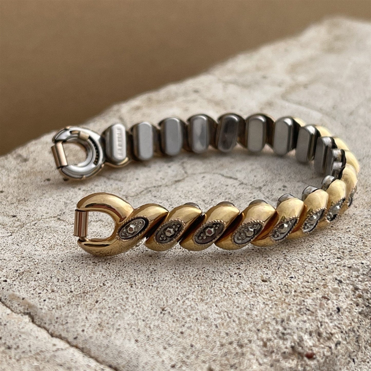 Ladies Bretton 12k White & Yellow Gold-Filled Unused 1940s Vintage Watch Band