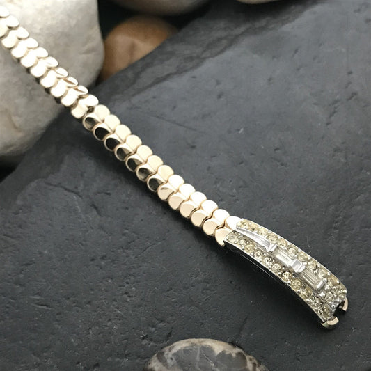 Ladies Yellow & White Gold-Filled Rhinestone Unused nos 1950s Vintage Watch Band