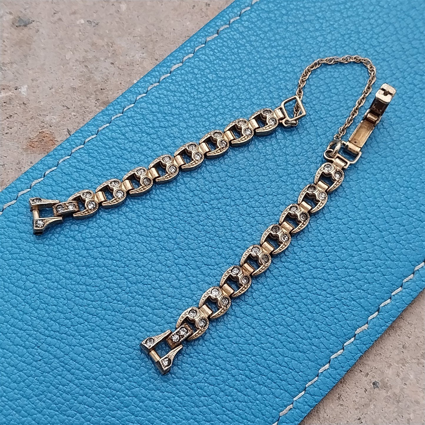 Ladies Gold-Fill & Rhinestone Harwood 1940s Vintage Cocktail Watch Band