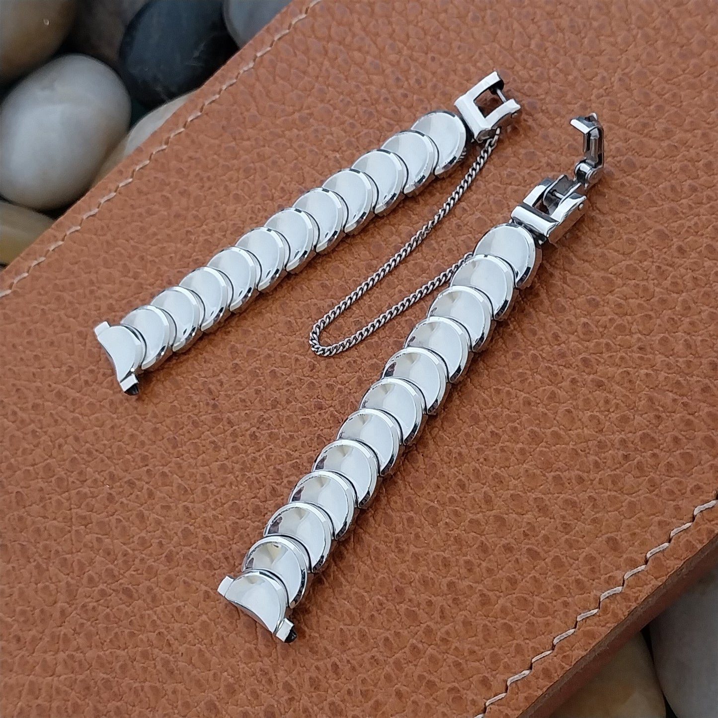 1/2" White Gold-Filled Kreisler Coin-Link Ladies Unused 1950s Vintage Watch Band