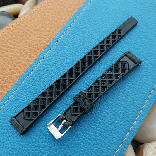 Vintage 12mm Black Tropical SkinDiver Unused Ladies NOS 1960s-1970s Watch Strap