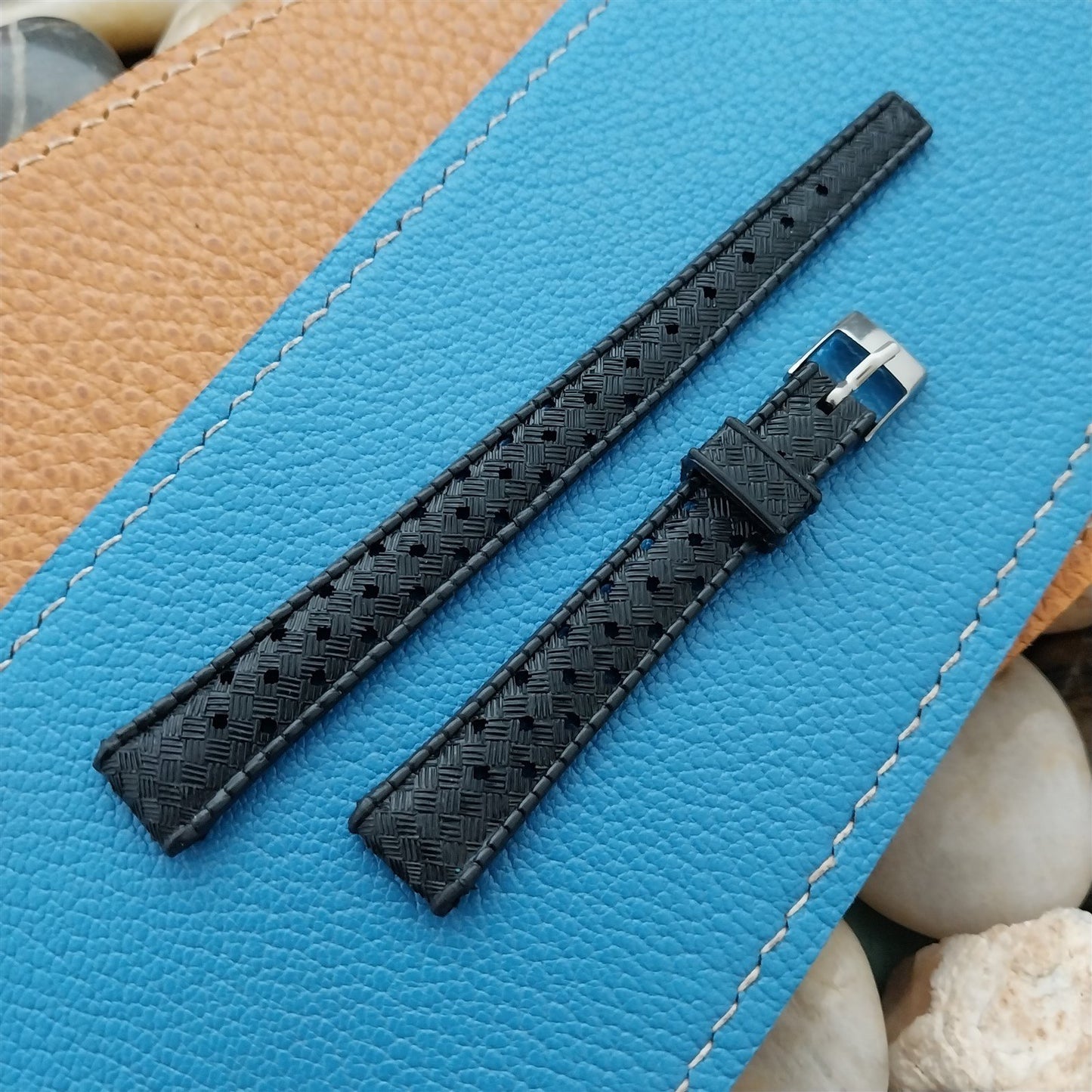 Vintage 12mm Black Tropical SkinDiver Unused Ladies NOS 1960s-1970s Watch Strap