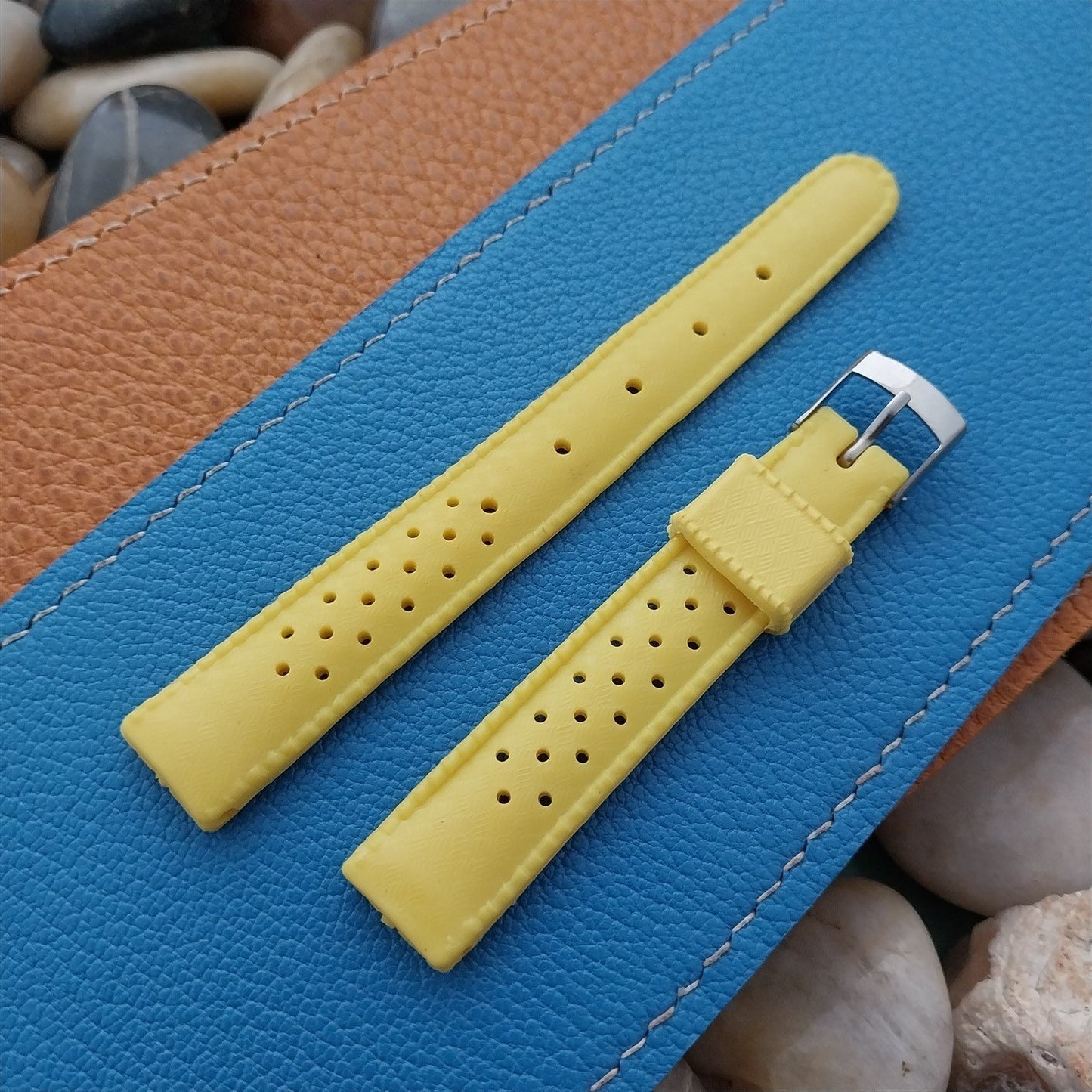 Vintage 13mm Swiss SUB Ladies Yellow Skindiver Unused 1960s-1970s Watch Strap